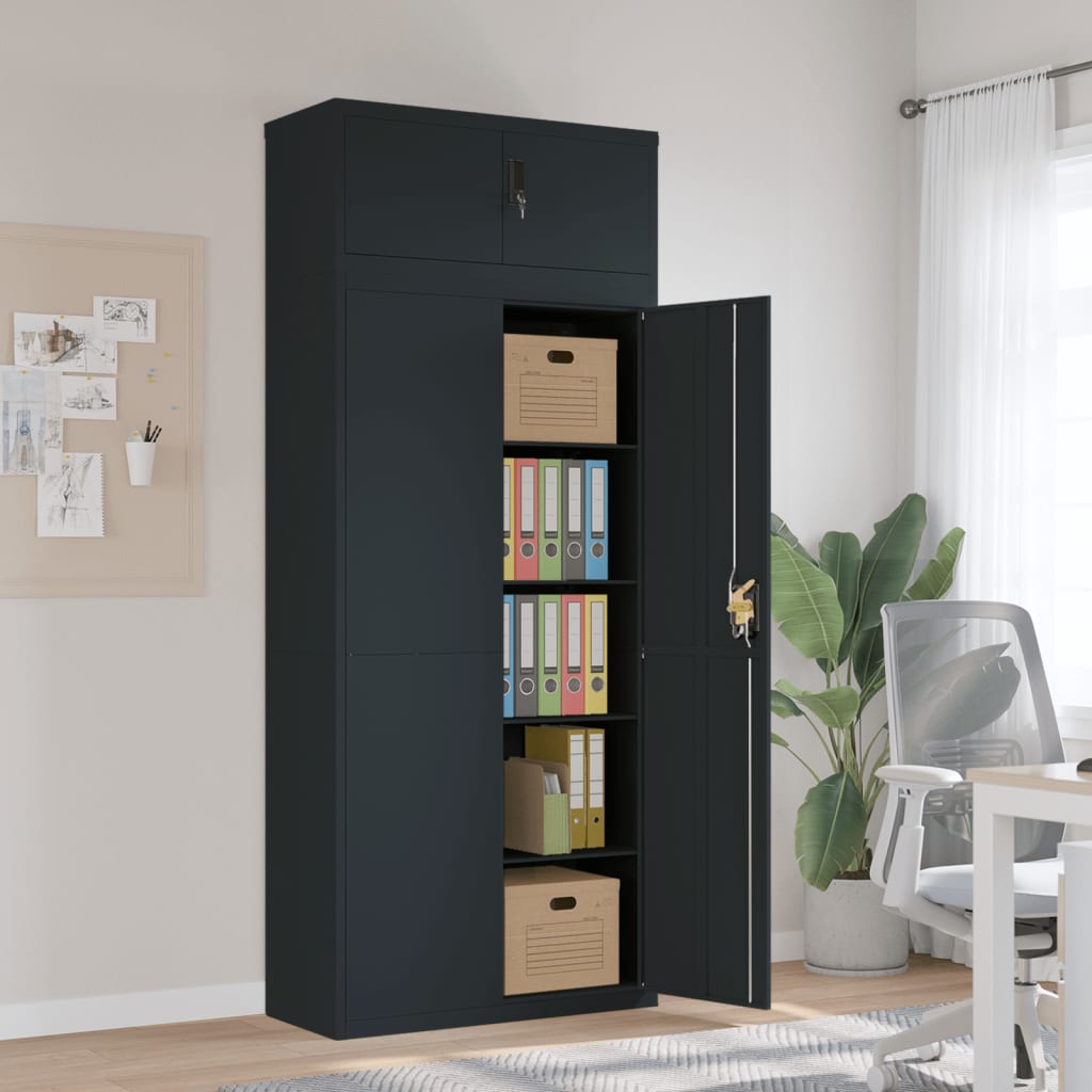 arkivskab 90x40x220 cm stl antracitgr