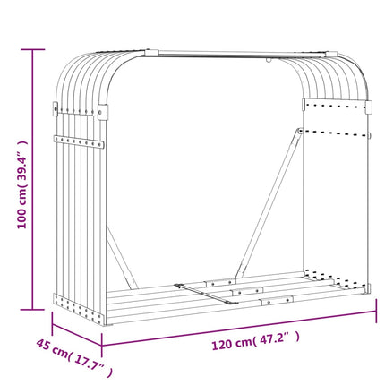 brændestativ 120x45x100 cm galvaniseret stål grøn