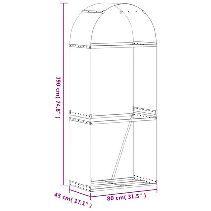 brændestativ 80x45x190 cm galvaniseret stål lysegrå