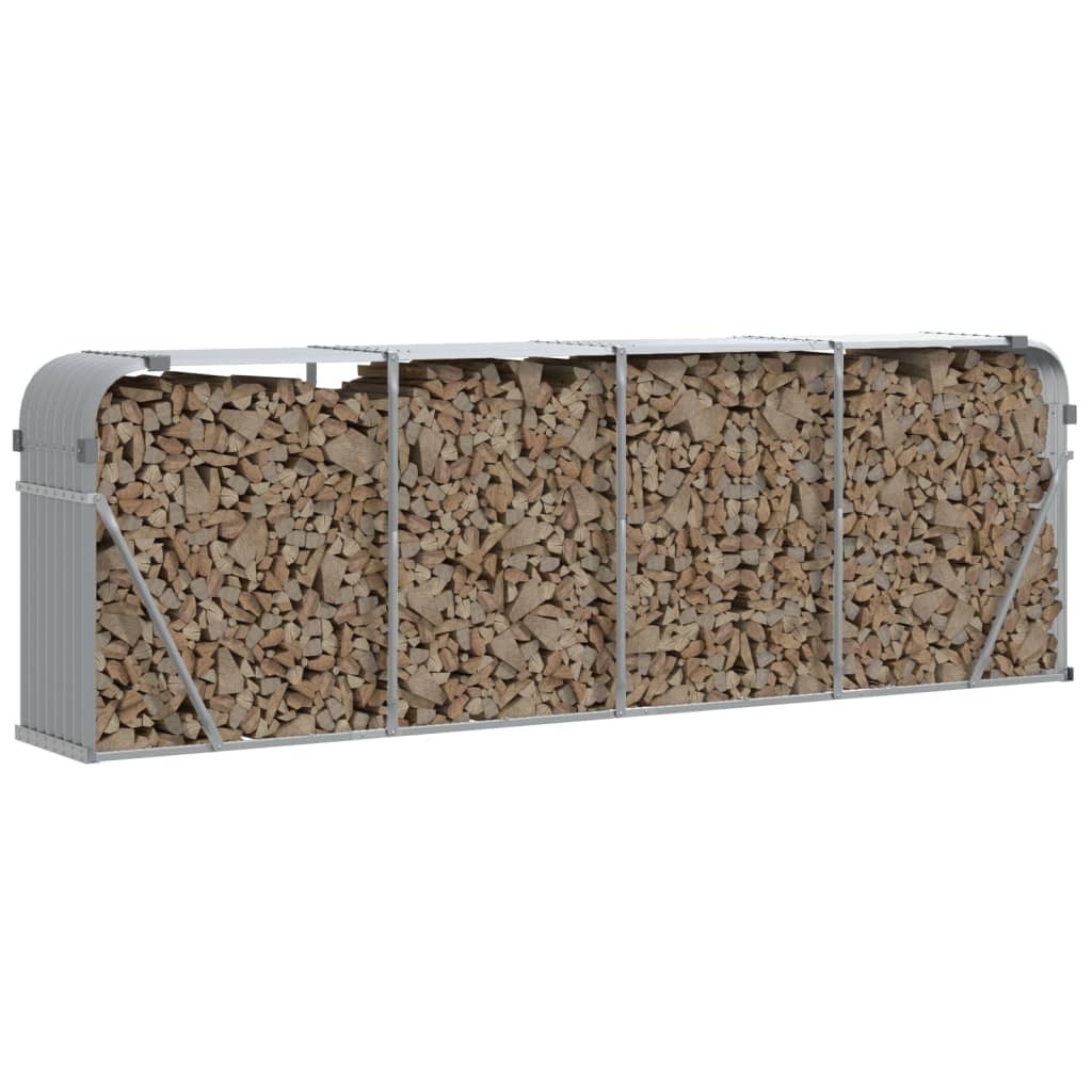 brændeholder lysegrå 300x45x100 cm galvaniseret stål