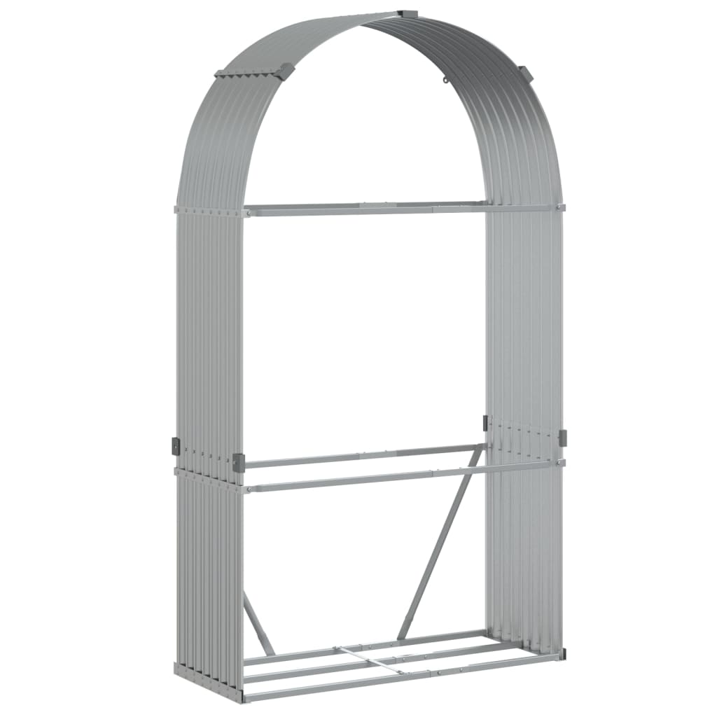 brændestativ 120x45x210 cm galvaniseret stål sølvfarvet