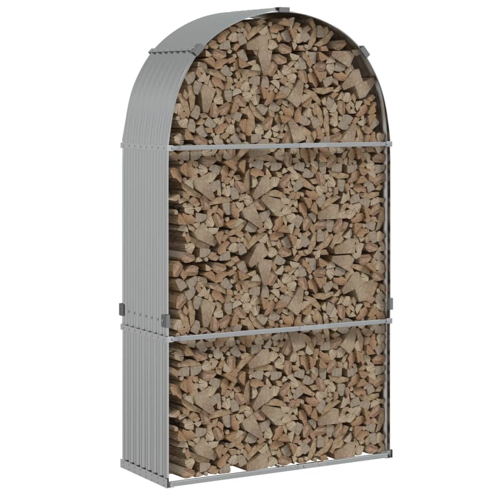 brændestativ 120x45x210 cm galvaniseret stål sølvfarvet