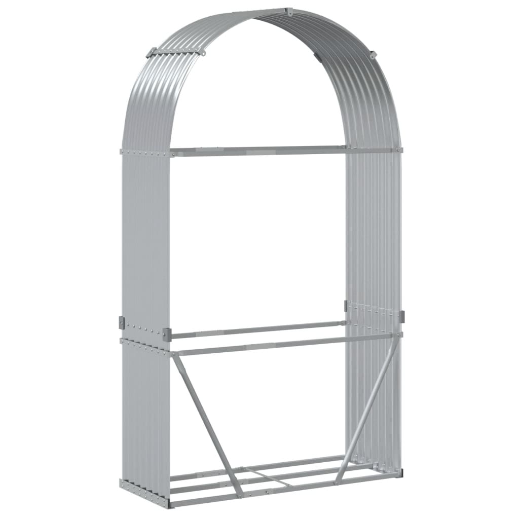 brændestativ 120x45x210 cm galvaniseret stål sølvfarvet