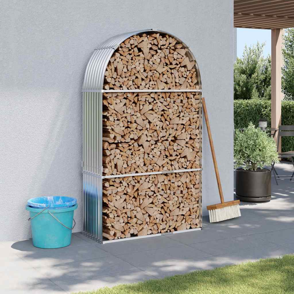 Brændestativ 120×45×210 cm - galvaniseret stål, sølvfarvet