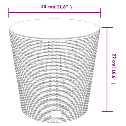 plantekrukke 15/15,3 l udtagelig indsats PP rattanlook hvid