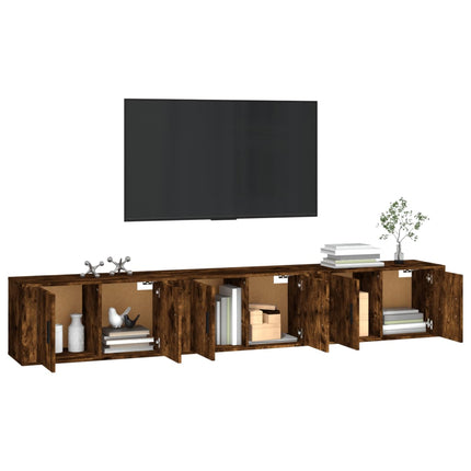 væghængte tv-skabe 3 stk. 80x34,5x40 cm røget egetræsfarve