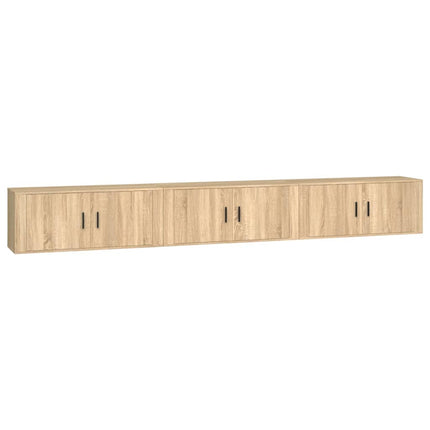 væghængte tv-skabe 3 stk. 100x34,5x40 cm sonoma-eg