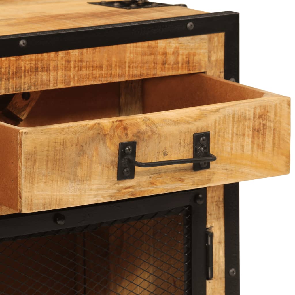 skænk 80x31x66 cm massivt ru mangotræ og metal