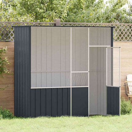 fuglebur 215x78x200 cm galvaniseret stål antracitgrå