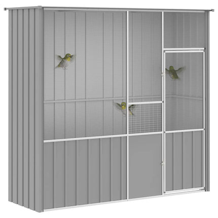 fuglebur 215x78x200 cm galvaniseret stål grå