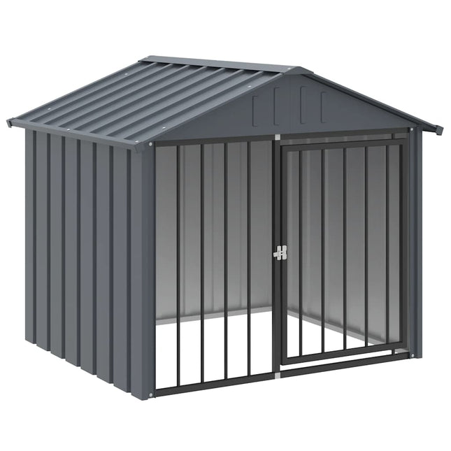 hundehus med tag 117x103x102 cm galvaniseret stål sort