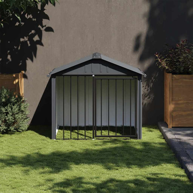 hundehus med tag 117x103x102 cm galvaniseret stål sort