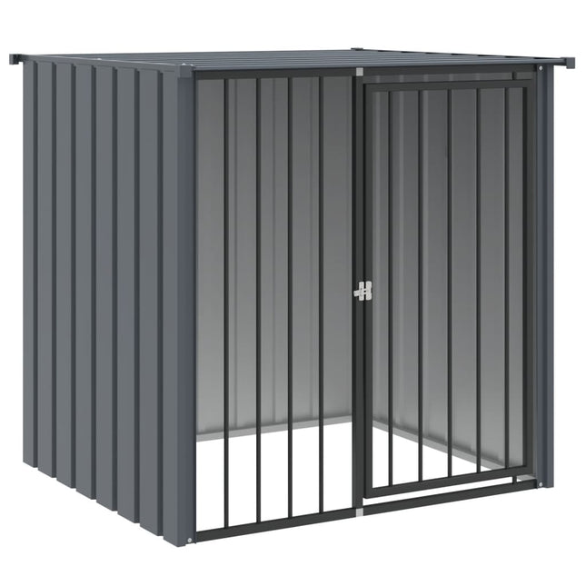 hundehus med tag 110x103x109 cm galvaniseret stål sort