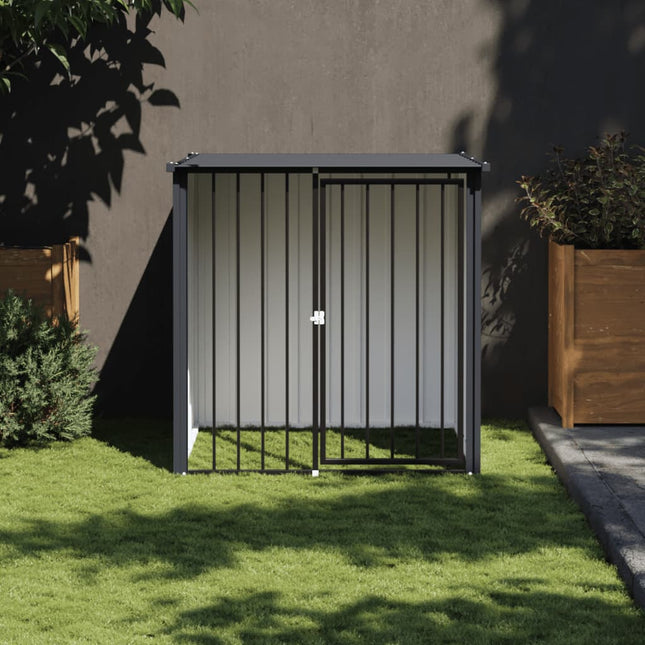 hundehus med tag 110x103x109 cm galvaniseret stål sort