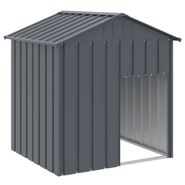 hundehus med tag 117x103x123 cm galvaniseret stål antracitgrå