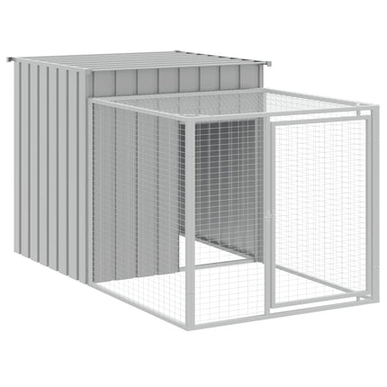hønsebur med løbegård lysegrå 110x201x110 cm galvaniseret stål