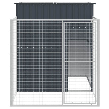 hundehus med løbegård 165x251x181 cm galvaniseret stål antracit