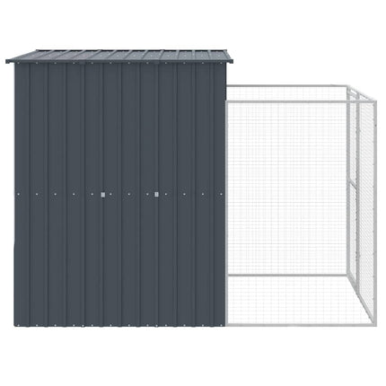 hundehus med løbegård 165x251x181 cm galvaniseret stål antracit