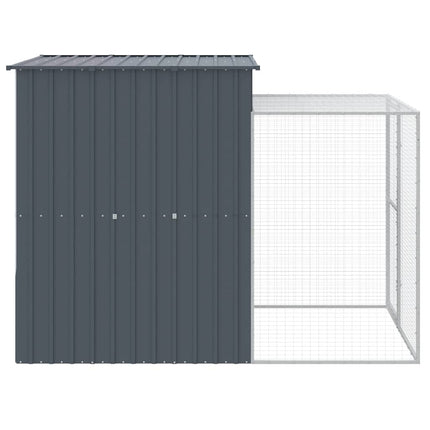 hønsehus med løbegård 165x251x181 cm galvaniseret stål antracit