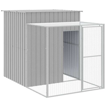 hønsehus med løbegård 165x251x181 cm galvaniseret stål lysegrå