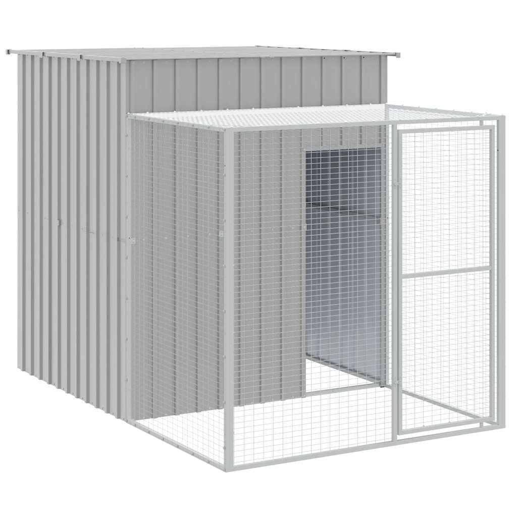 hønsehus med løbegård 165x251x181 cm galvaniseret stål lysegrå
