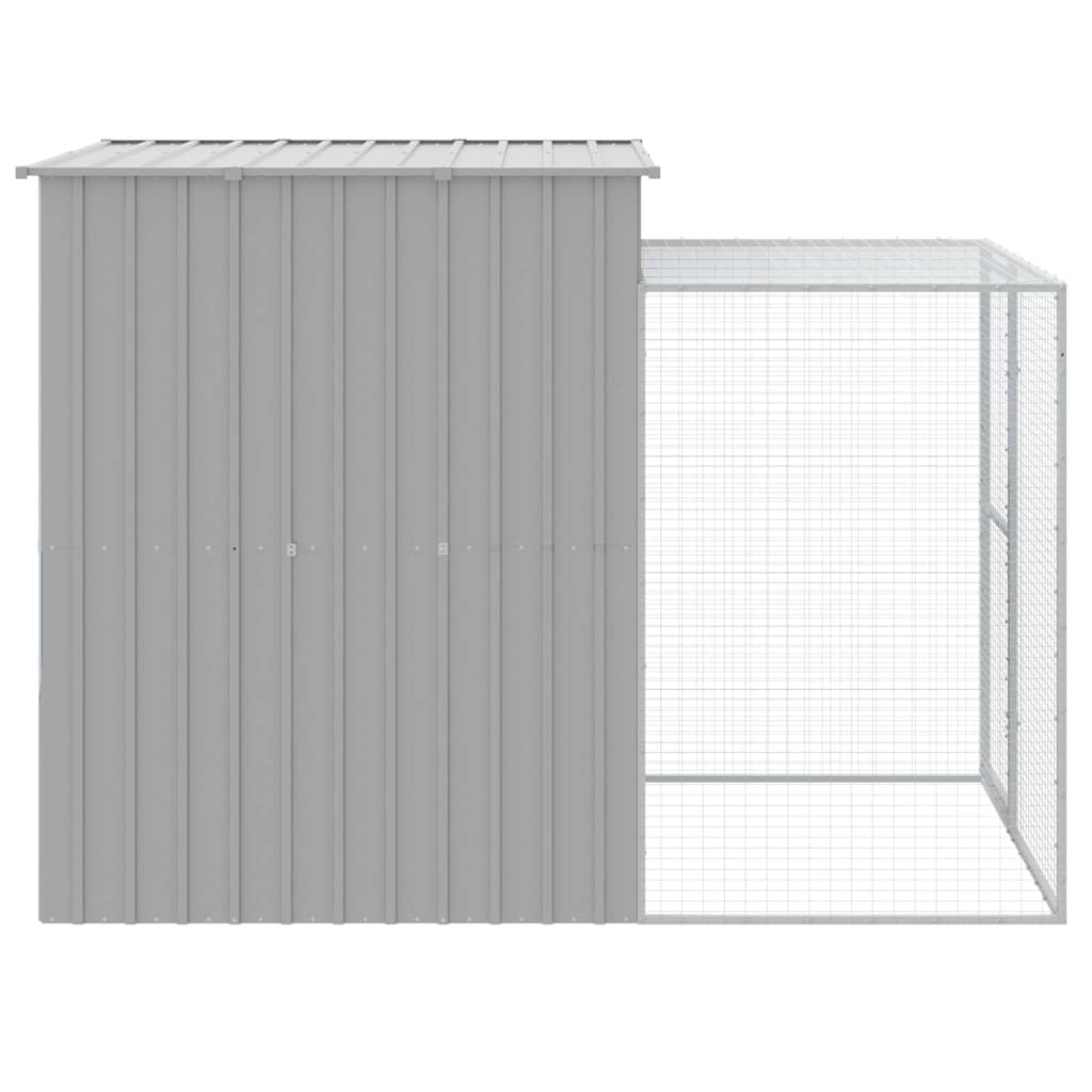 hønsehus med løbegård 165x251x181 cm galvaniseret stål lysegrå