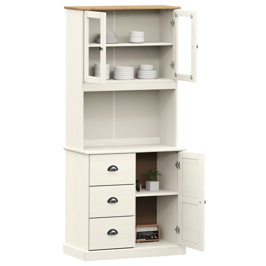 skænk VIGO 78x40x175 cm massivt fyrretræ hvid