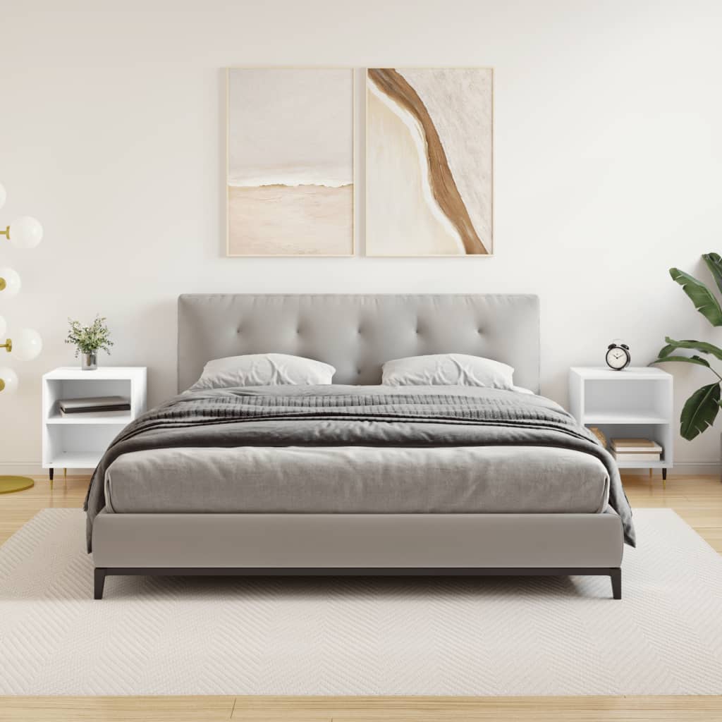 sengeborde 2 stk. 40x30x50 cm konstrueret træ hvid