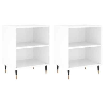 sengeborde 2 stk. 40x30x50 cm konstrueret træ hvid højglans
