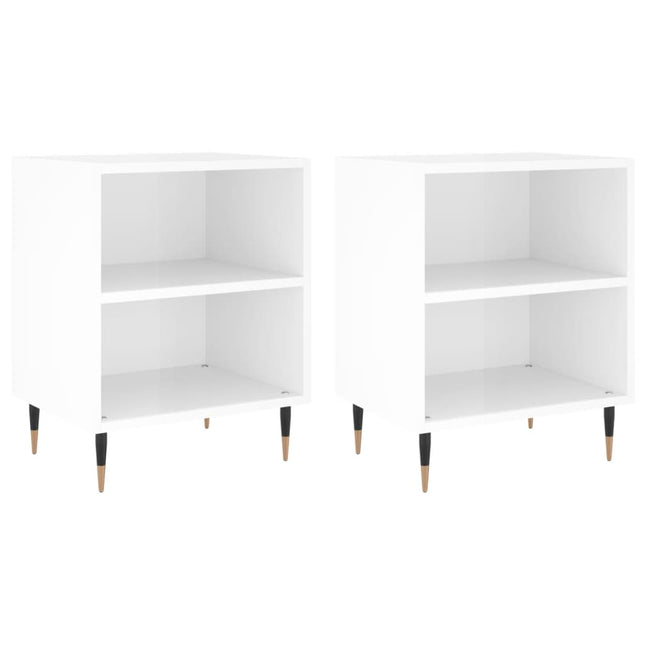 sengeborde 2 stk. 40x30x50 cm konstrueret træ hvid højglans