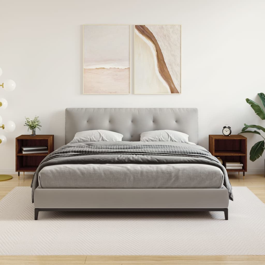 sengeborde 2 stk. 40x30x50 cm konstrueret træ brunt egetræ