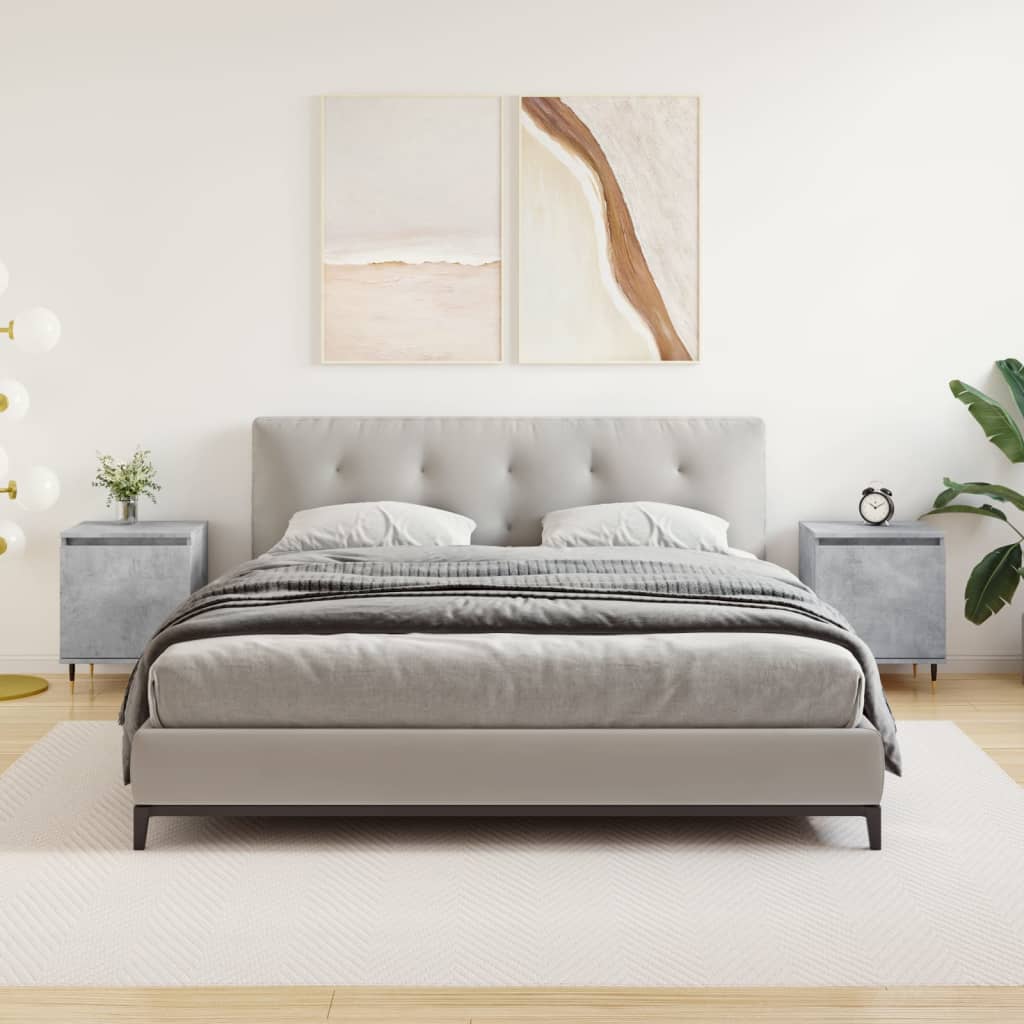 sengeborde 2 stk. 40x30x50 cm konstrueret træ betongrå