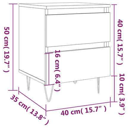 sengebord 40x35x50 cm konstrueret træ sort