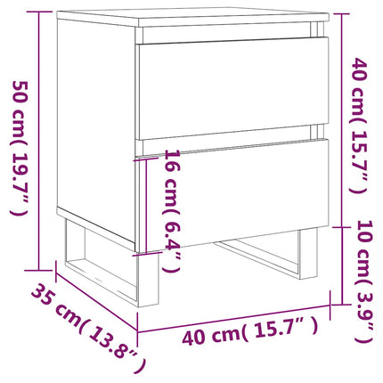 sengebord 40x35x50 cm konstrueret træ hvid