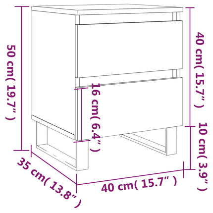 sengeborde 2 stk. 40x35x50 cm konstrueret træ sonoma-eg
