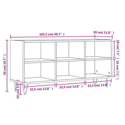 tv-bord 103,5x30x50 cm konstrueret træ røget egetræsfarve