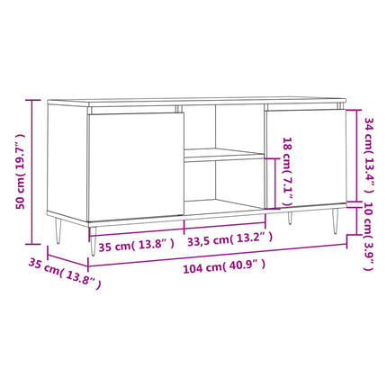 tv-bord 104x35x50 cm konstrueret træ grå sonoma-eg