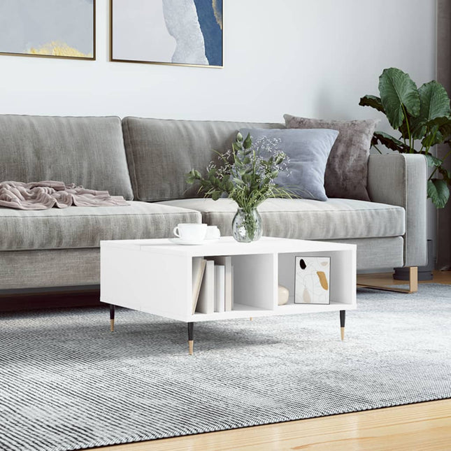 sofabord 60x60x30 cm konstrueret træ hvid