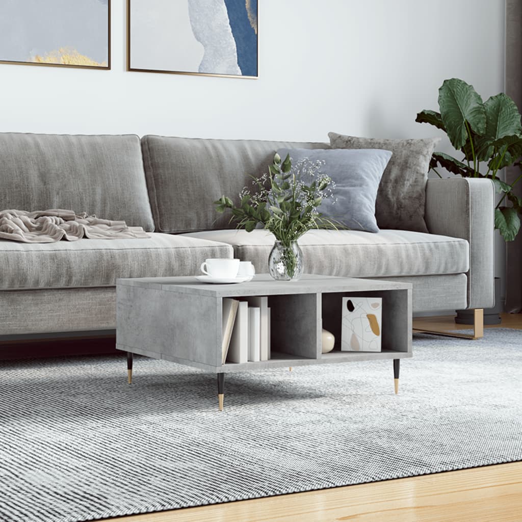 sofabord 60x60x30 cm konstrueret træ betongrå