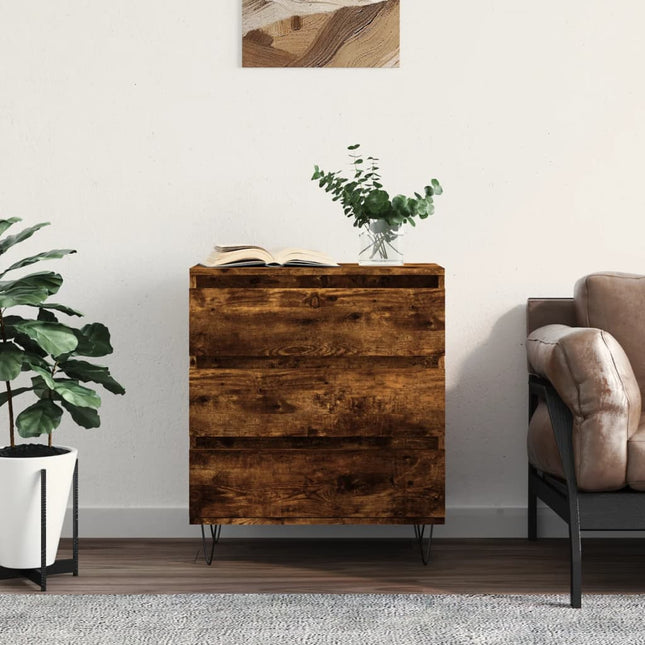 skænk 60x35x70 cm konstrueret træ røget egetræsfarve