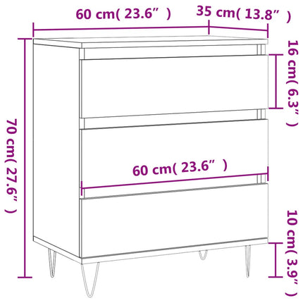 skænk 60x35x70 cm konstrueret træ grå sonoma-eg