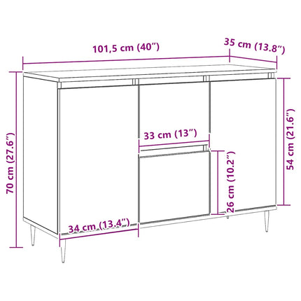 skænk 101,5x35x70 cm konstrueret træ sonoma-eg