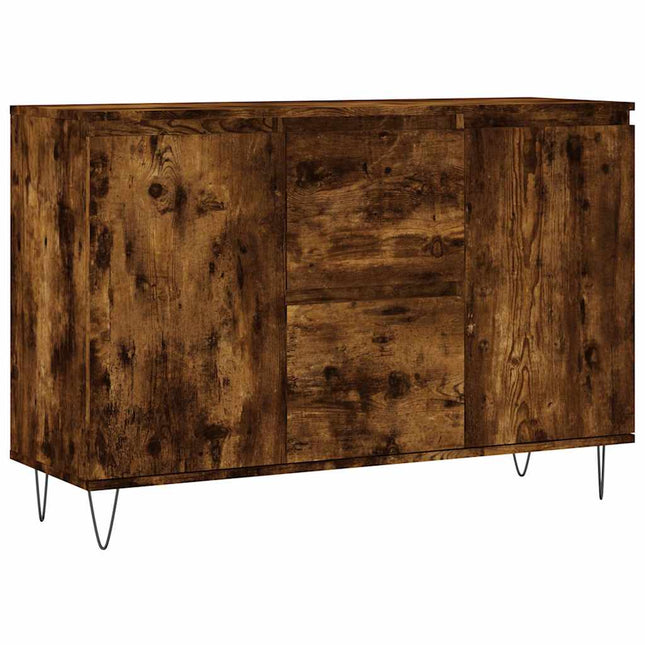 skænk 101,5x35x70 cm konstrueret træ røget egetræsfarve
