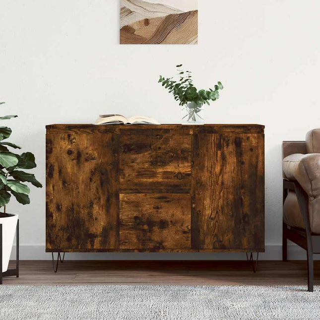 skænk 101,5x35x70 cm konstrueret træ røget egetræsfarve