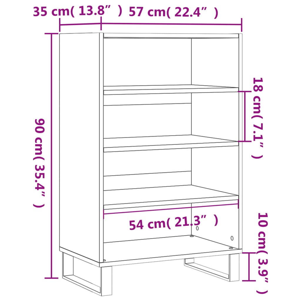 skab 57x35x90 cm konstrueret træ betongrå