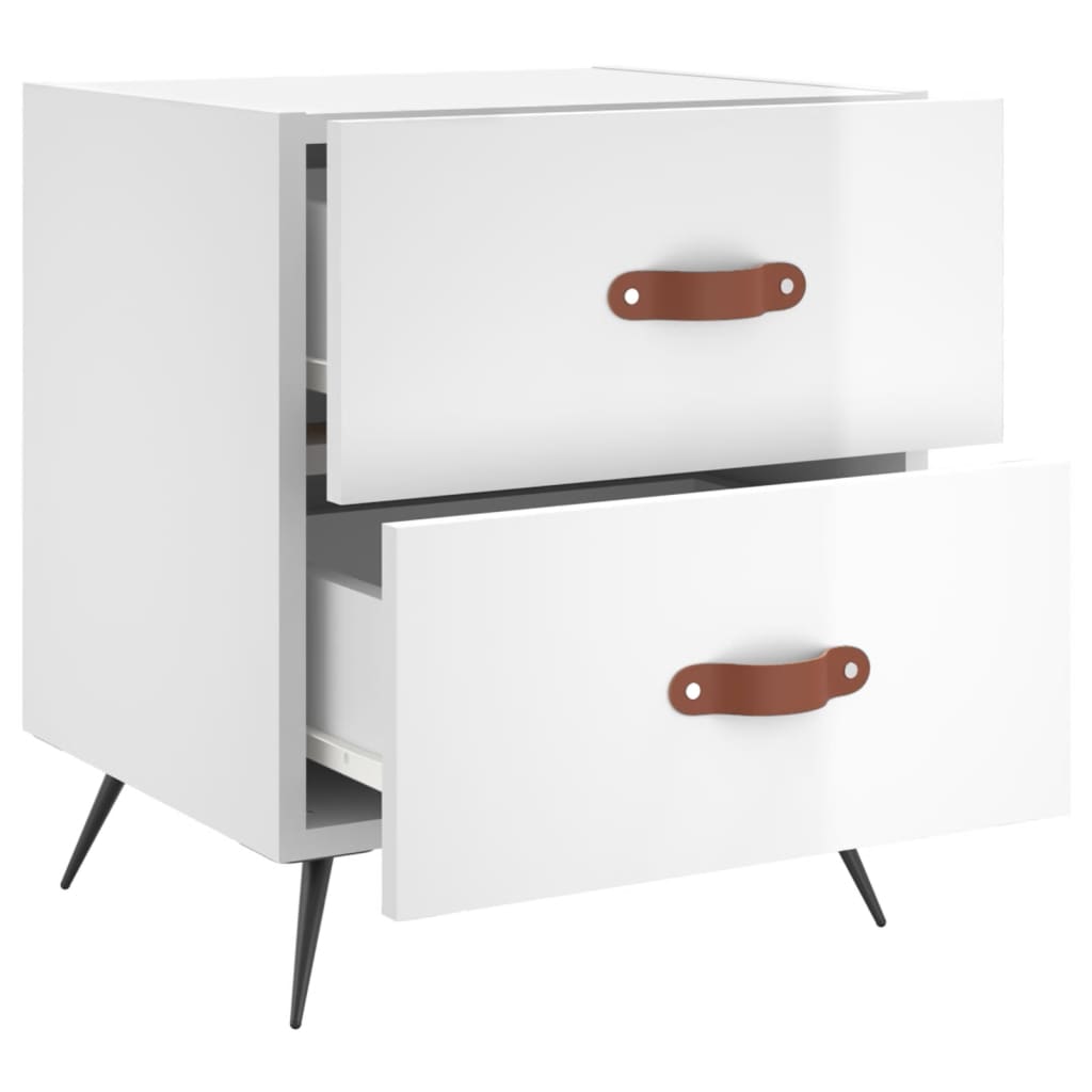 sengebord 40x35x47,5 cm konstrueret træ hvid højglans