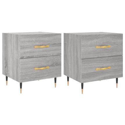 sengeborde 2 stk. 40x35x47,5 cm konstrueret træ grå sonoma-eg
