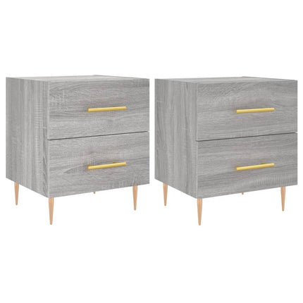 sengeborde 2 stk. 40x35x47,5 cm konstrueret træ grå sonoma-eg