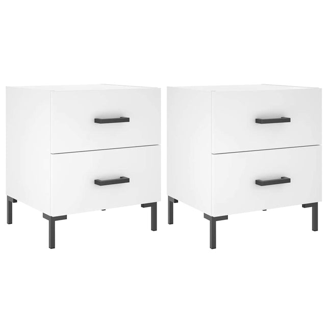 sengeborde 2 stk. 40x35x47,5 cm konstrueret træ hvid