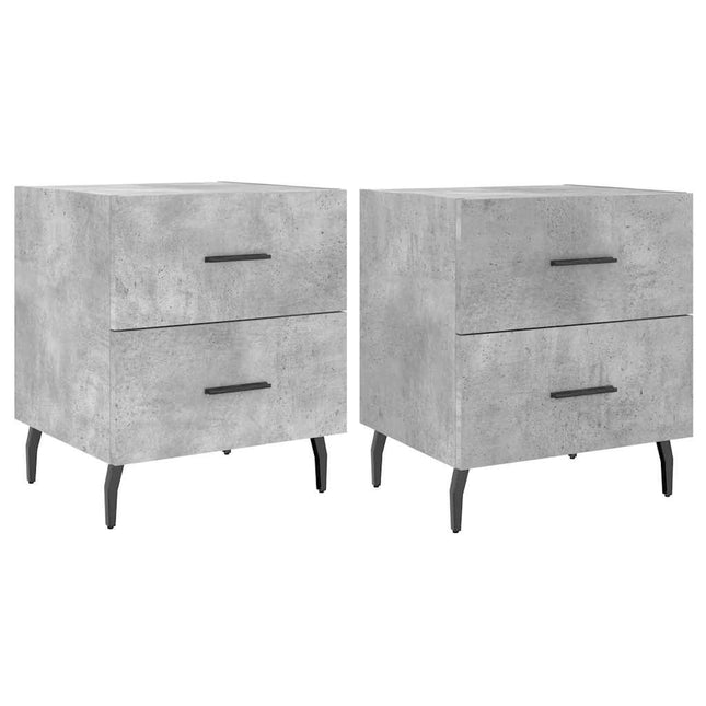 sengeborde 2 stk. 40x35x47,5 cm konstrueret træ betongrå